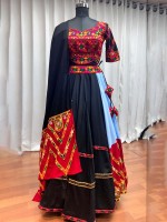 Sky Blue Viscose Rayon Readymade Navratri Lehenga Choli